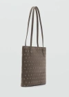 Mango Die-cut Leather Shopper Bag Medium Brown