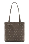 Mango Die-cut Leather Shopper Bag In Medium Brown