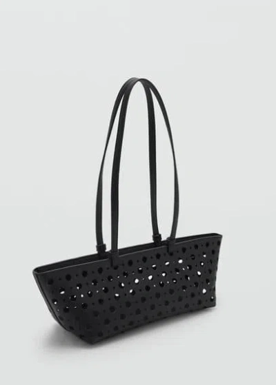 Mango Die-cut Shoulder Bag Black