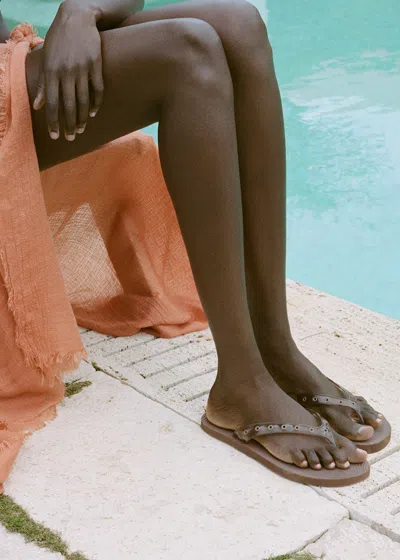 Mango Die-cut Vinyl Strap Sandals Chocolate