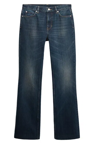 Mango Distressed Flared Jeans In Blue