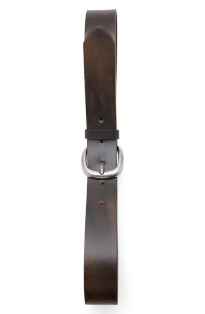 Mango Distressed Leather Belt In Brown