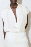 Mango Dolman Short Sleeve Button-up Shirt In White