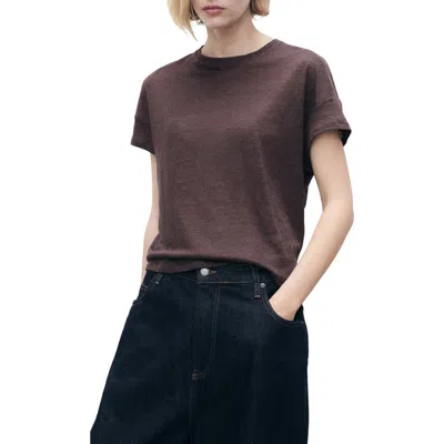 Mango Dolman Sleeve Linen T-shirt In Burgundy