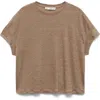 Mango Dolman Sleeve Linen T-shirt In Brown