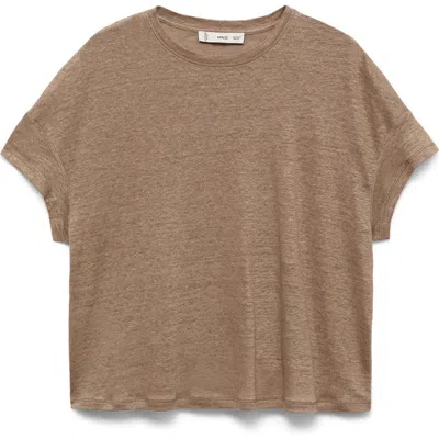 Mango Dolman Sleeve Linen T-shirt In Brown