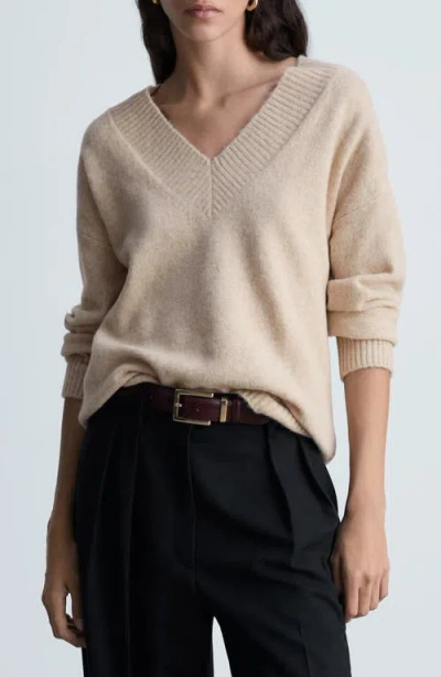 Mango Donatelo V-neck Sweater In Beige
