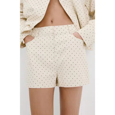 Mango Dot Cotton Shorts In Neutral