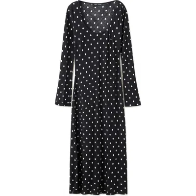 Mango Dot Long Sleeve Maxi Dress In Black