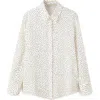 Mango Dot Print Button-up Shirt In White