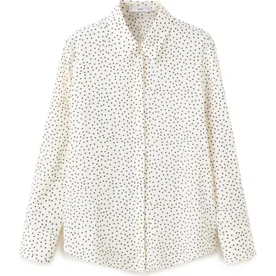 Mango Dot Print Button-up Shirt In White