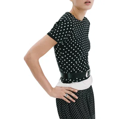 Mango Dot Short Sleeve Sweater In Green