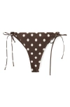Mango Dot Side Tie Bikini Bottoms In Brown