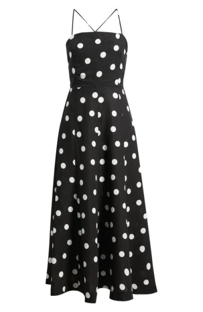 Mango Doty Polka Dot Dress In Black