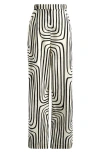 Mango Doty Print Linen & Cotton Straight Leg Pants