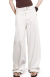 Mango Double Belt Balloon Jeans In White
