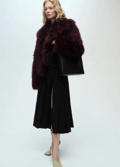 Mango Double Belted Pleated Skirt Black