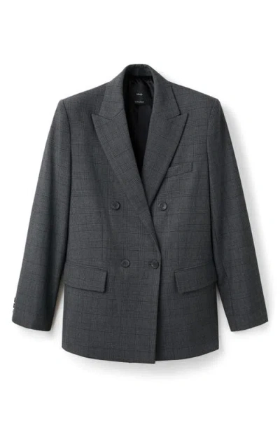 Mango Double Breasted Blazer In Gray