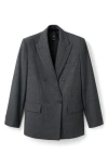 Mango Double Breasted Blazer In Gray