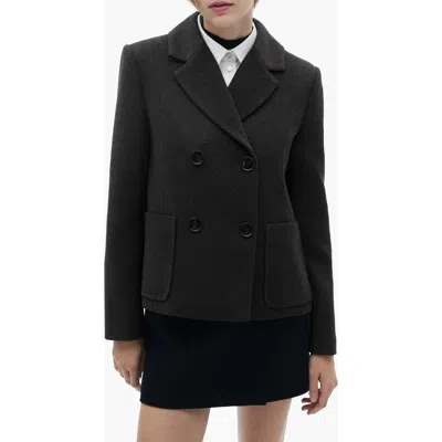 Mango Double Breasted Blazer In Grey