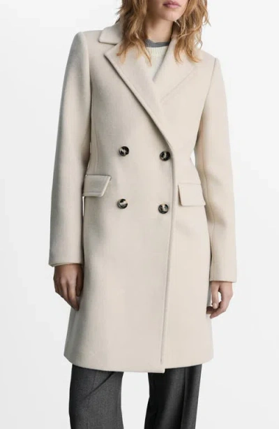 Mango Double Breasted Coat In Neutral