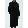 Mango Double Breasted Coat In Black