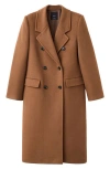 Mango Double Breasted Coat In Brown