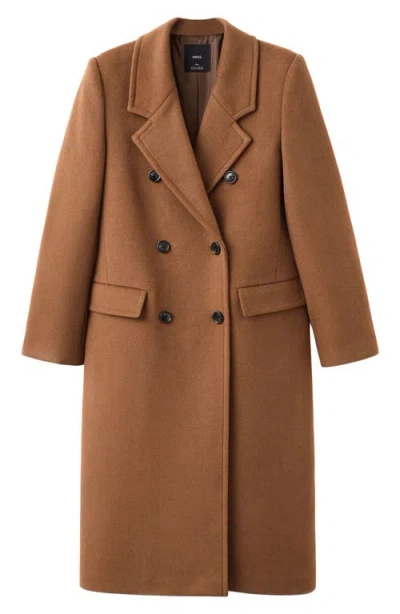 Mango Double Breasted Coat In Brown