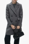 Mango Double Breasted Coat In Gray