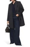 Mango Double Breasted Coat In Gray