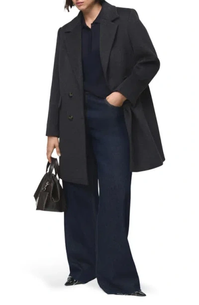 Mango Double Breasted Coat In Gray