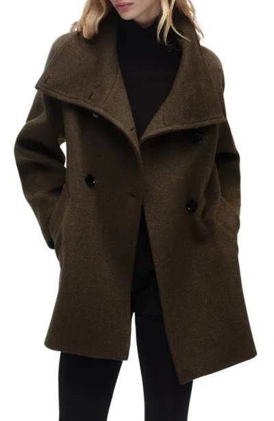 Mango Double Breasted Coat In Khaki