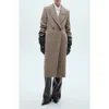 Mango Double Breasted Coat In Medium Brown