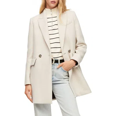 Mango Double Breasted Coat In Neutral