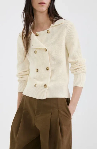 Mango Double Breasted Cotton Cardigan In Neutral