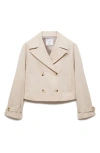 Mango Double Breasted Crop Trench Coat In Beige