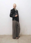 Mango Double-breasted Cropped Leather Blazer Black In Black