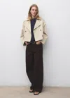 Mango Double-breasted Cropped Trench Coat Beige In Sand