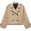 Mango Double Breasted Jacket In Medium Brown