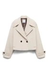 Mango Double Breasted Jacket In Neutral