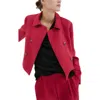 Mango Double Breasted Linen Jacket In Red