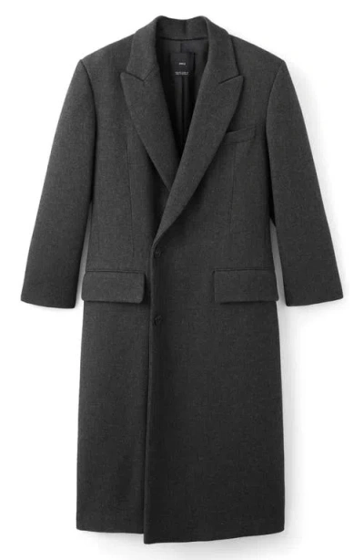 Mango Double Breasted Long Coat In Gray