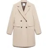 Mango Double Breasted Longline Coat In Brown