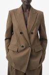 Mango Double Breasted Suit Blazer In Brown