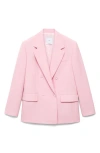 Mango Double Breasted Suit Blazer In Pink