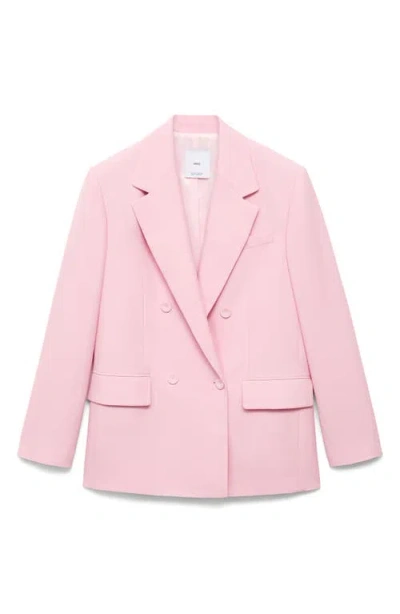 Mango Double Breasted Suit Blazer In Pink