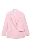 Mango Double Breasted Suit Blazer In Pink