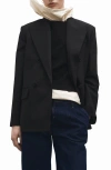 Mango Double Breasted Suit Jacket In Black