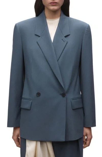 Mango Double Breasted Suit Jacket In Blue