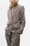 Mango Double Breasted Suit Jacket In Gray